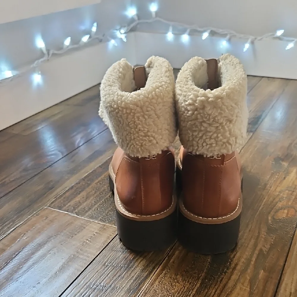 Sam Edelman Jacquie 2 Tan Shearling-Lined Zip‎ Boots